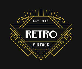 Art Deco Vintage Badge Fashionable Ornament Beautiful Line Art Graphic Elements
