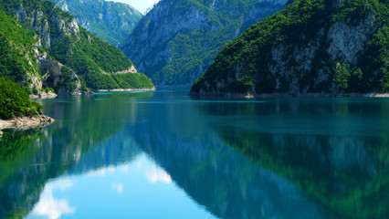 Fototapeta na wymiar Montenegro, Tara turquoise river and forest