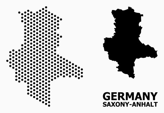 Dotted Mosaic Map of Saxony-Anhalt State