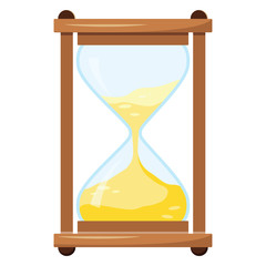 Vector illustration of hourglass or sandglass isolated on white background.