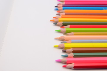 Pencil color on whiteground, 72 colour, mix color, white light, isolated