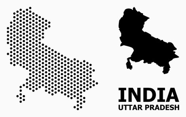 Obraz premium Pixel Pattern Map of Uttar Pradesh State