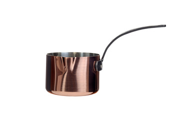  isolated small copper sauce pot
