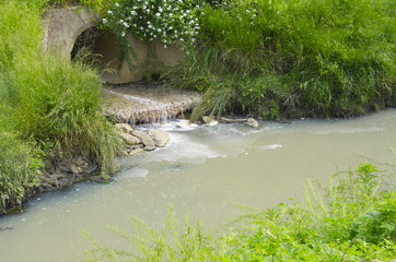 water pollution in dirty stream