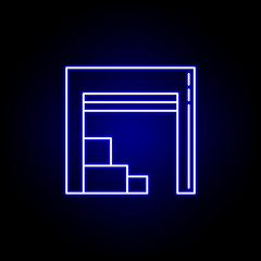 warehouse line icon in blue neon style. Set of logistics illustration icons. Signs, symbols can be used for web, logo, mobile app, UI, UX