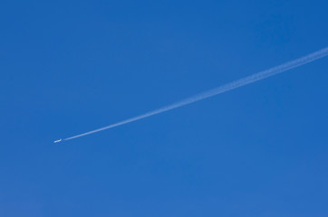 airplane contrail in the sky