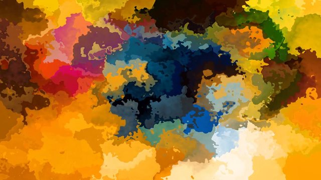 abstract animated twinkling stained background seamless loop video - watercolor splotch effect - multi colored - sunny yellow, fire orange, blue, green, red