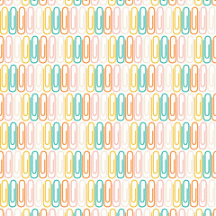 School or office supplies background with paperclip. Back to school pattern. Seamless stationery tool vector illustration.