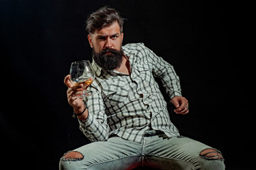 . Stressed and pressured. Serious sad woman having alcohol addiction. Alcoholic drinking alcohol.