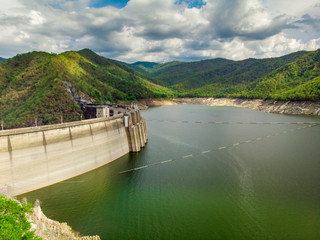 Obraz na płótnie Canvas View of Bhumibol Dam, The dam is situated on the Ping in Tak Province Thailand.