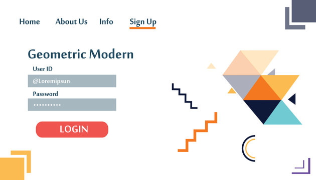 Geometric Modern Website Template Landing Page Vector Design Illustration