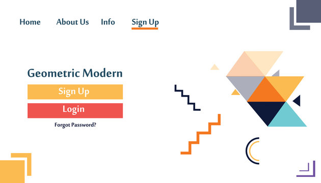 Geometric Modern Website Template Landing Page Vector Design Illustration