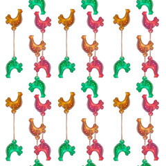 Seamless pattern with colorful lollipops on sticks.