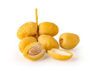 Bunch of Fresh Date Fruit Isolated on White Background, Clipping Path