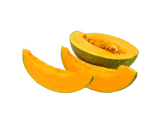 honeydew melon sweet fruit isolated on white background with clipping path