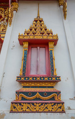 Window of Thai temple, Wat Rat Bamrung (Wat Ngon Kai) - Samut Sakhon, Thailand