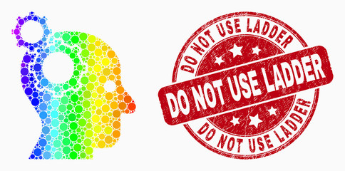 Pixel spectral head gears mosaic icon and Do Not Use Ladder seal stamp. Red vector round distress seal with Do Not Use Ladder message. Vector composition in flat style.