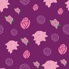 Fototapeta na wymiar Seamless pattern design with rose flowers and geometric circle shapes