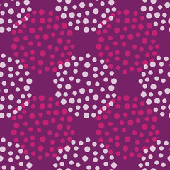 Seamless pattern with cute circle shapes dots abstract purple and white background