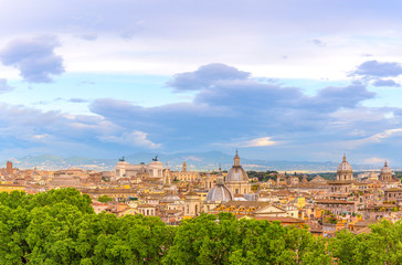 Fototapeta na wymiar Amazing landscape with Rome, Italy with sunset light.