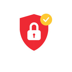  Shield with padlock and check mark. Modern flat vector icon 
