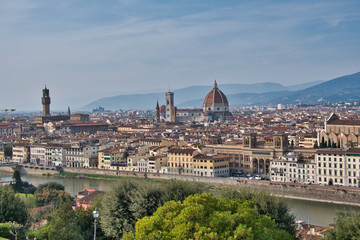 Fototapeta na wymiar Panorama of the city of Florence. View from the observation deck on Piazzale Michelangelo.