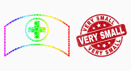 Pixel spectrum medical cap mosaic pictogram and Very Small seal. Red vector round textured seal stamp with Very Small text. Vector combination in flat style.