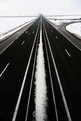 Four-lane highway in winter at Bulgaria