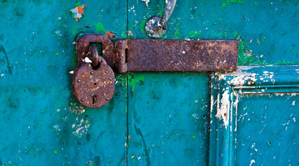 Old rusty vintage door lock 