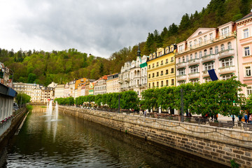 City river and stone bridge, Czech Republic