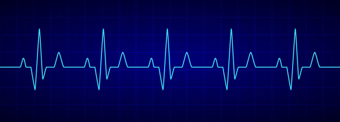 Heartbeat line. Blue cardiogram. Electrocardiogram. Vector illustration. - obrazy, fototapety, plakaty