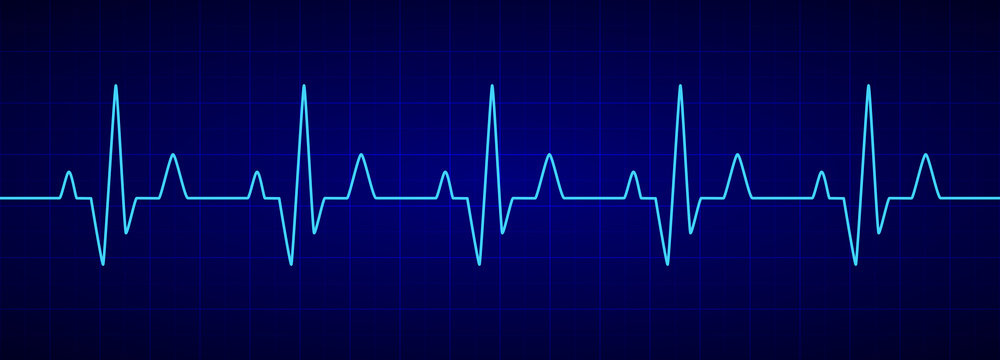Heartbeat line. Blue cardiogram. Electrocardiogram. Vector illustration.