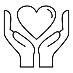 Heart hands icon. Outline heart hands vector icon for web design isolated on white background