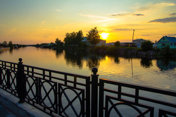 sunset on river