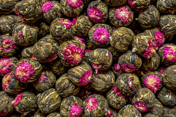 Fototapeta na wymiar background of jasmine tea in Grande Bazaar in Istambul