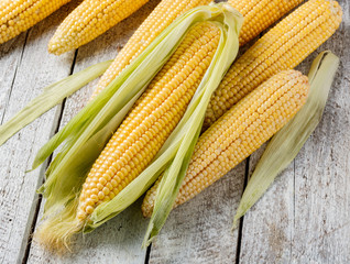 corn on an old wooden table