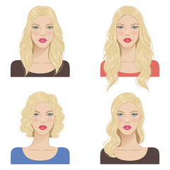 Beautiful fashion blonde women, vector illustration.