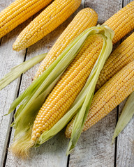 corn on a wooden table