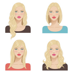 Beautiful fashion blonde women, vector illustration.