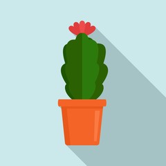 Indoor flower cactus icon. Flat illustration of indoor flower cactus vector icon for web design