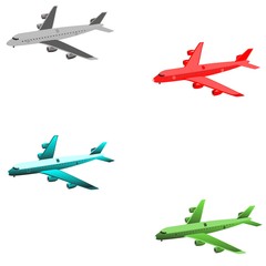 Passengers Planes isolated on white vector illustration