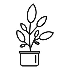 Leaf houseplant pot icon. Outline leaf houseplant pot vector icon for web design isolated on white background