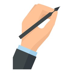 Hand writing icon. Flat illustration of hand writing vector icon for web design