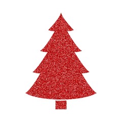 Shining red and snow. Merry Christmas card illustration on white background. Sparkling element with glitter texture