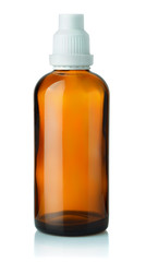 Empty brown medicine glass bottle