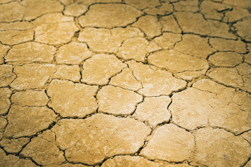 landscape with crack floor, dry soil on mountain.