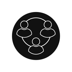 Black and white user line art chain icon vector illustration