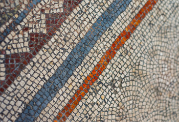 Elements of Greek mosaic, selective focus