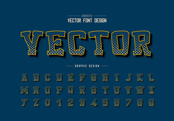 Halftone circle font and cartoon alphabet vector, Digital typeface and number design, Graphic text on background