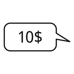 Ten dollar price icon. Outline ten dollar price vector icon for web design isolated on white background